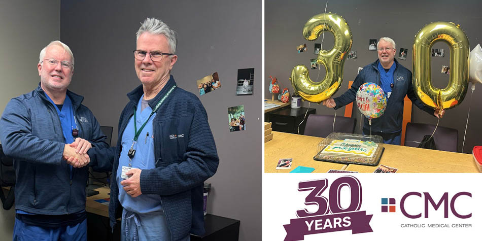 man celebrating his retirement with cardiac surgeon